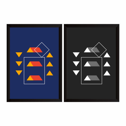 Modern Geometric Abstract Wall Art | Minimalist Black & Navy Decor