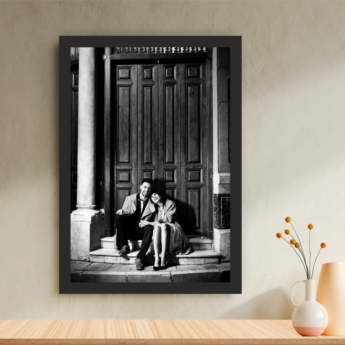 Romantic Couple Black & White Wall Art | Vintage Love Photography Print