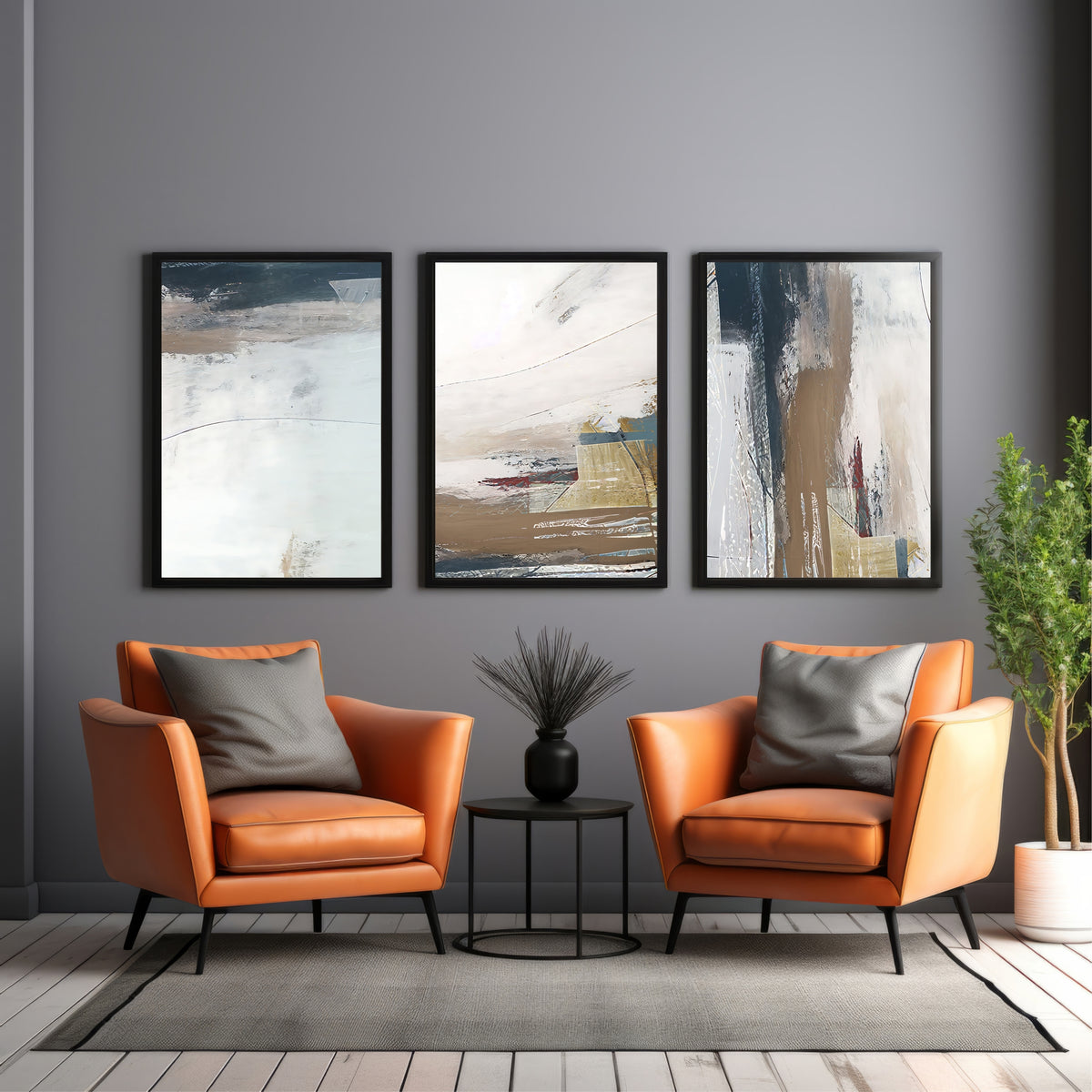 Abstract Wall Art Set of 3 | Neutral Modern Wall Decor