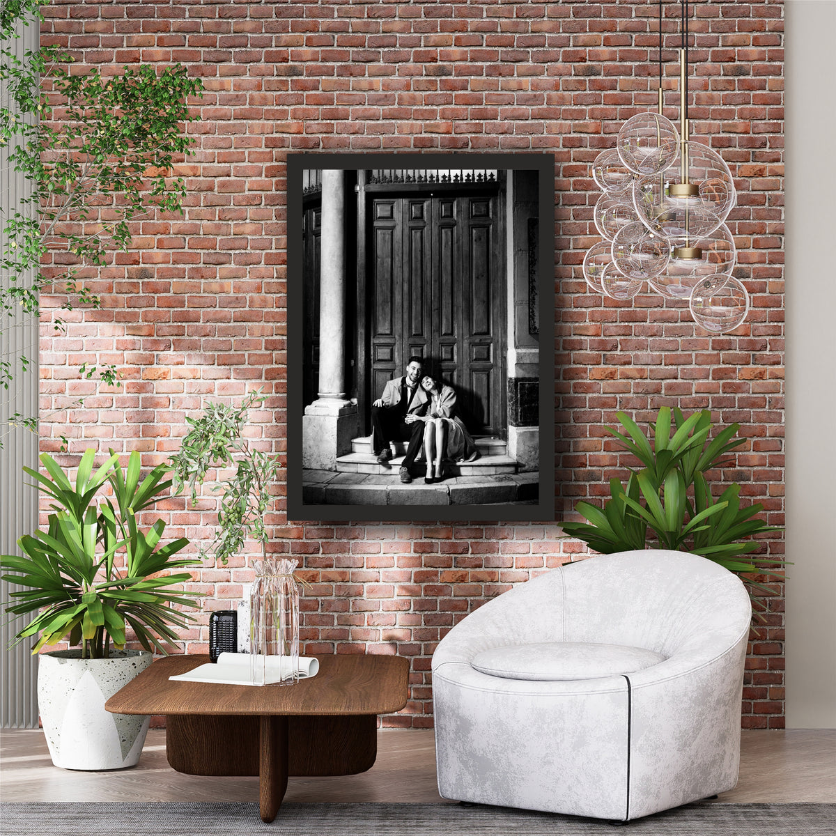 Romantic Couple Black & White Wall Art | Vintage Love Photography Print