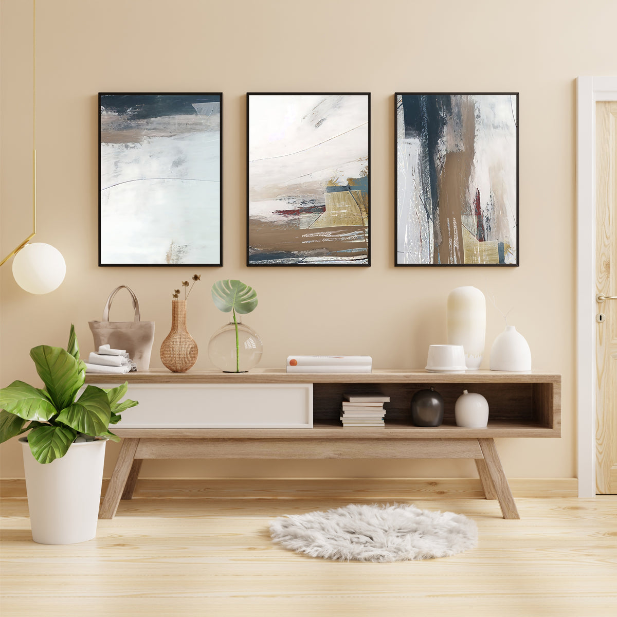 Abstract Wall Art Set of 3 | Neutral Modern Wall Decor