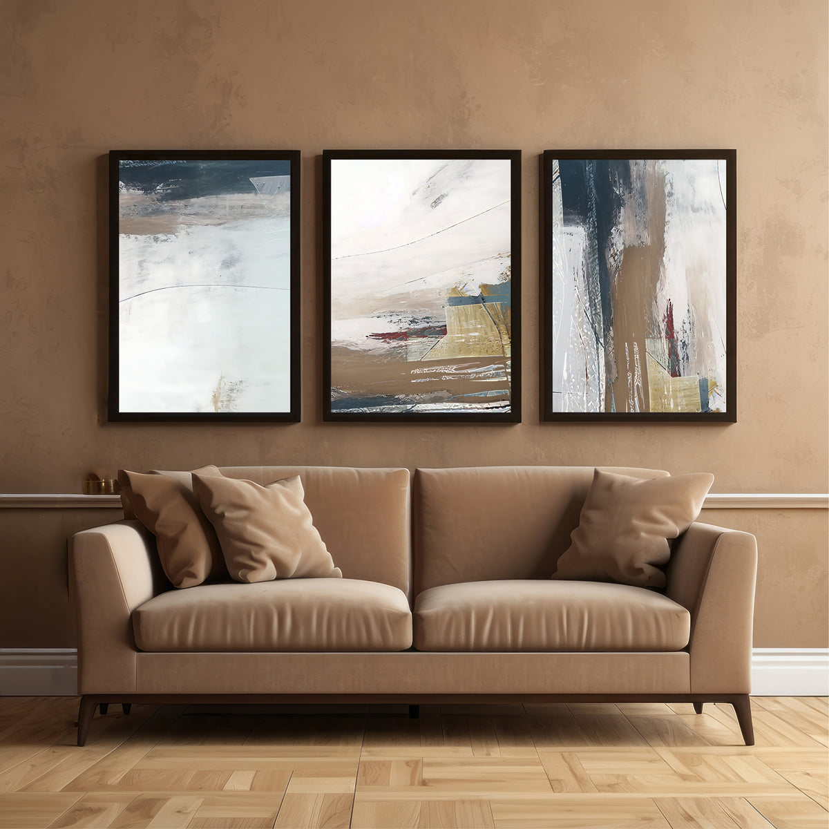 Abstract Wall Art Set of 3 | Neutral Modern Wall Decor