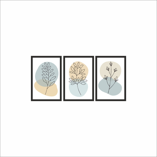 Minimal Botanical Wall Frame Set of 3 – Modern Line Art Leaves for Living Room & Bedroom Decor 🌱
