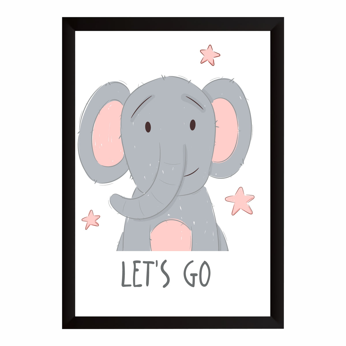 Let's Go Elephant Wall Art | Cute Safari Nursery Animal Print