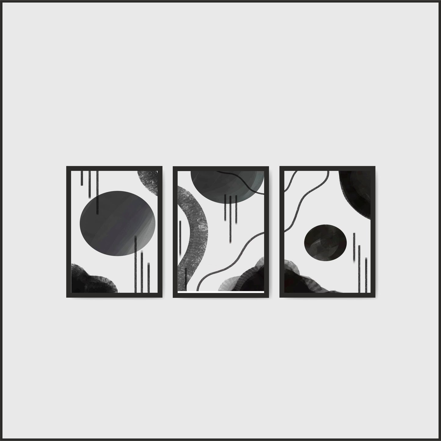 Monochrome Harmony Wall Frame Set – Modern Abstract Art for Contemporary Interiors