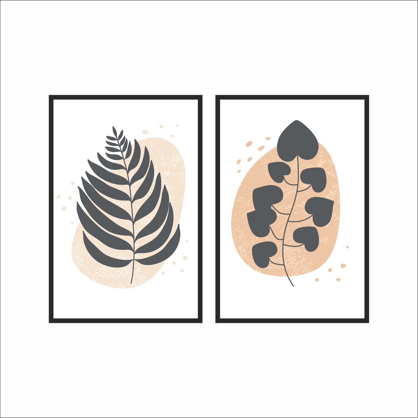 Modern Leaf Abstract Wall Frame Set of 2 – Minimal Botanical Art for Living Room & Bedroom Decor 🍃