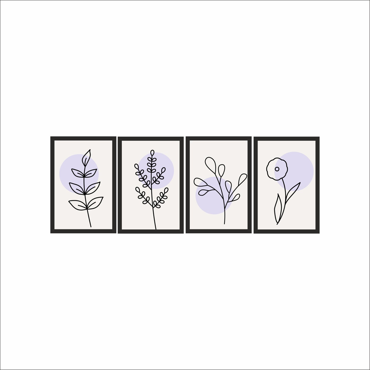 Elegant Botanical Line Art Wall Frame Set of 4 – Minimal Floral Design for Modern Interiors 🌿