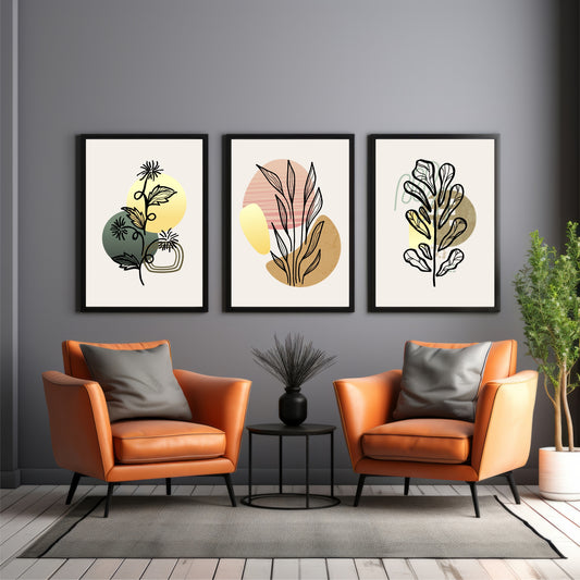 Modern Botanical Wall Art Set of 3