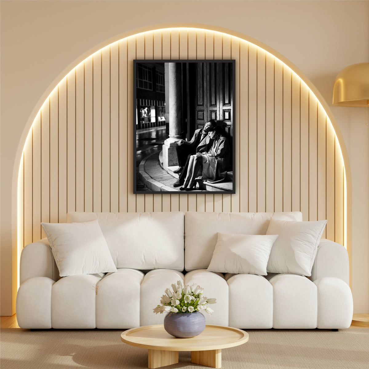 Romantic Couple Resting Together Wall Art | Black & White Fine Art Photography | Moody Love Canvas Print | Minimalist Bedroom Wall Decor