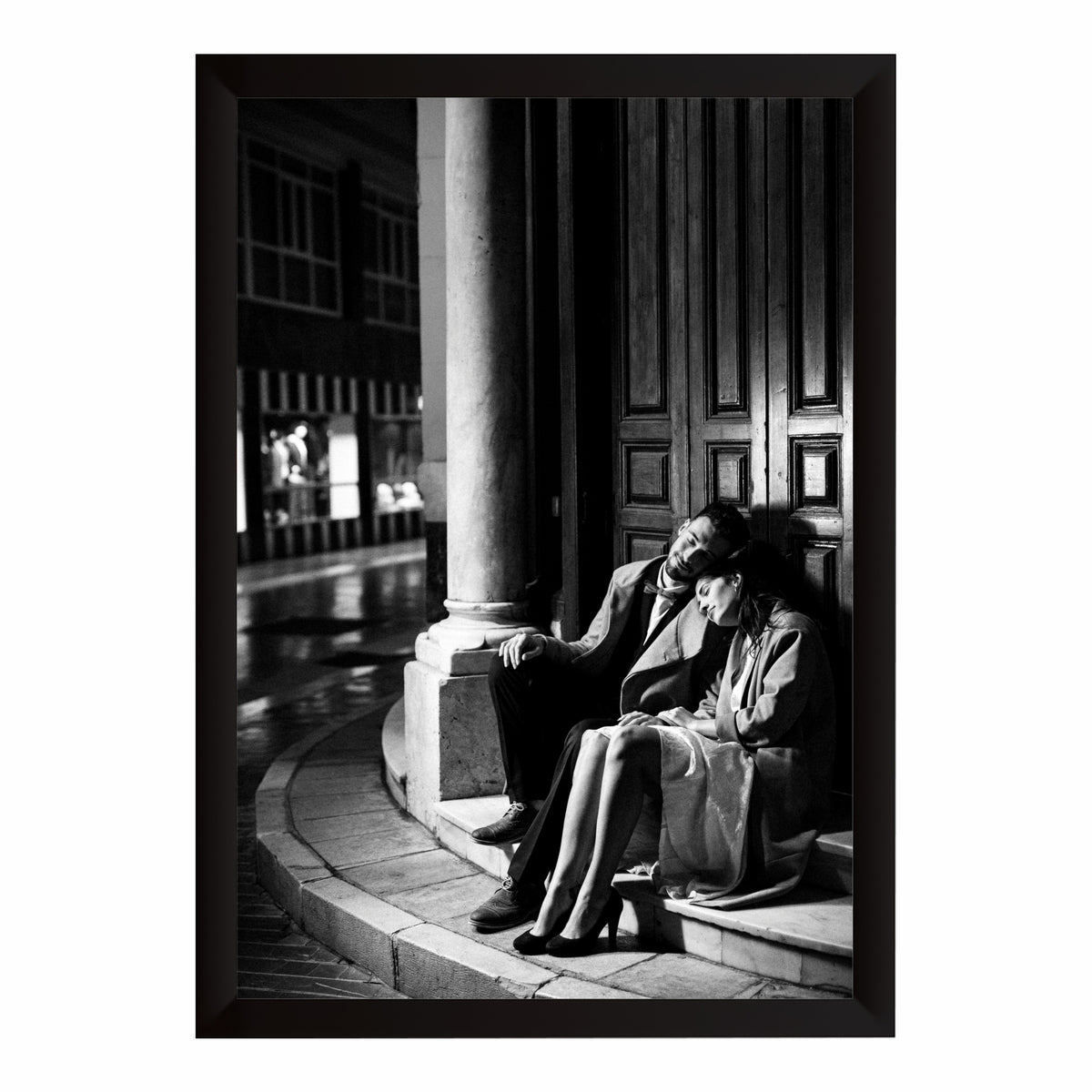 Romantic Couple Resting Together Wall Art | Black & White Fine Art Photography | Moody Love Canvas Print | Minimalist Bedroom Wall Decor