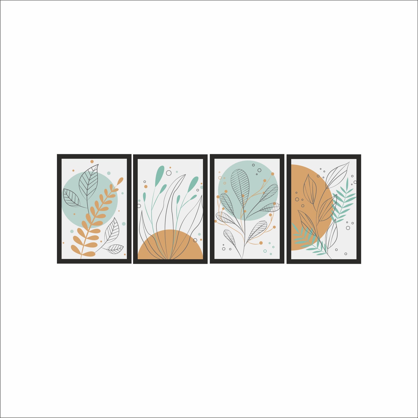 Botanical Harmony Wall Frame Set of 4 – Modern Nature Line Art 🌿✨