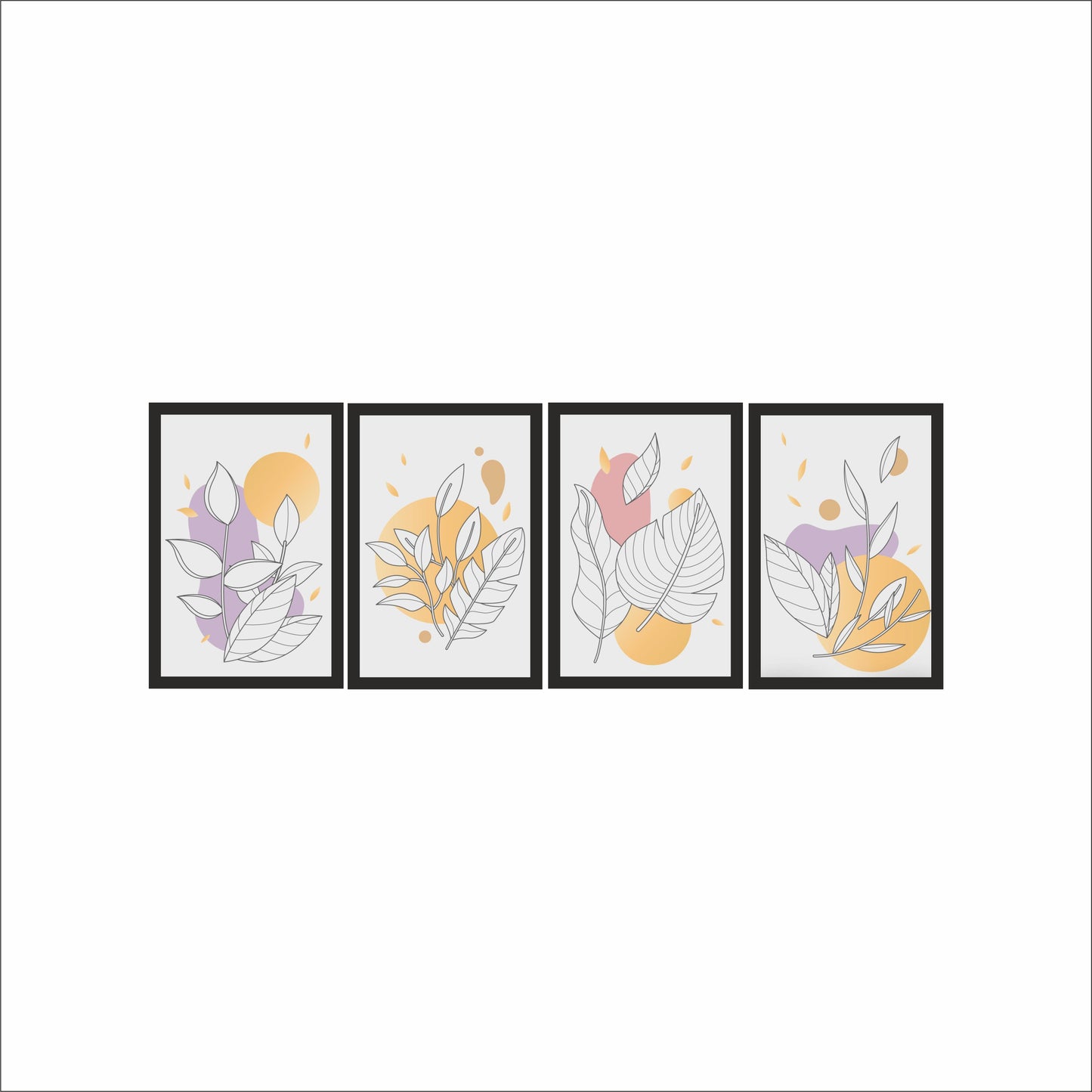 Pastel Harmony Botanical Wall Frame Set of 4 🌿🎨