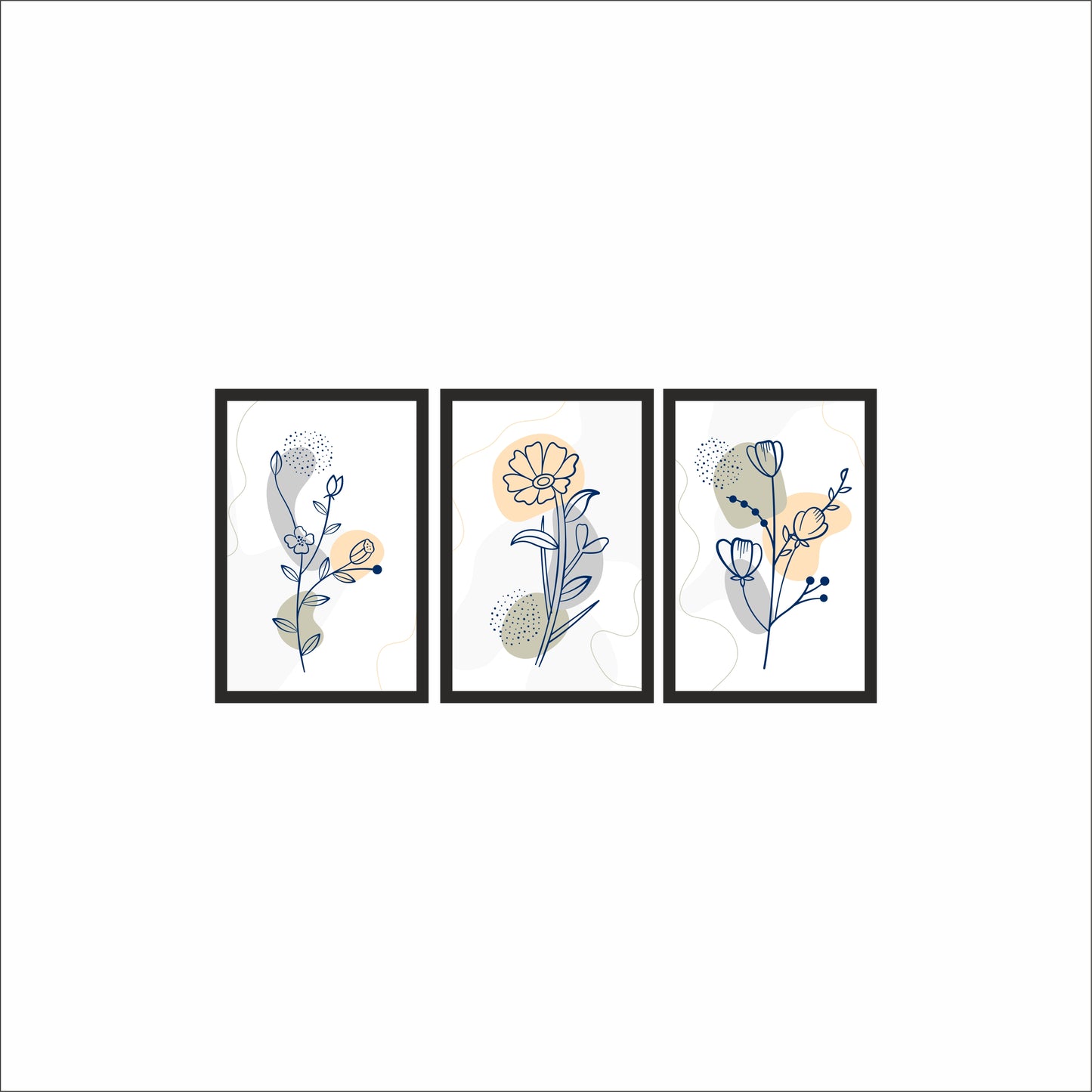 Pastel Bloom Wall Frame Set of 3 🌼🌿