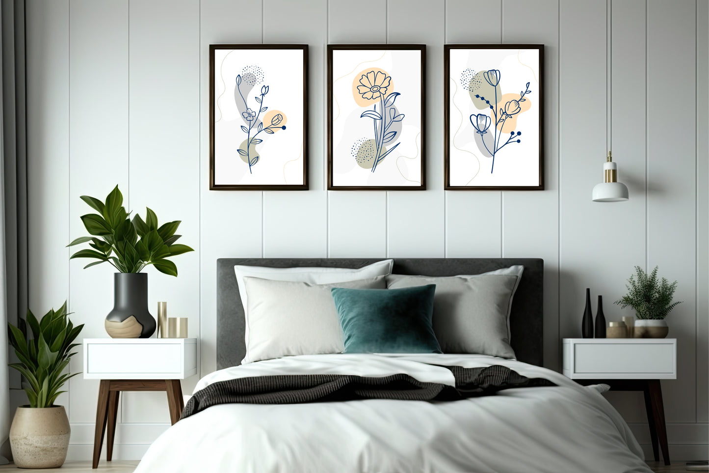 Pastel Bloom Wall Frame Set of 3 🌼🌿