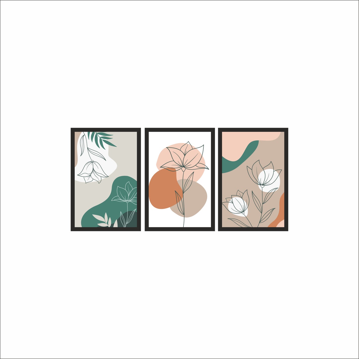 Terracotta Bloom Wall Frame Set of 3 🌿🧡