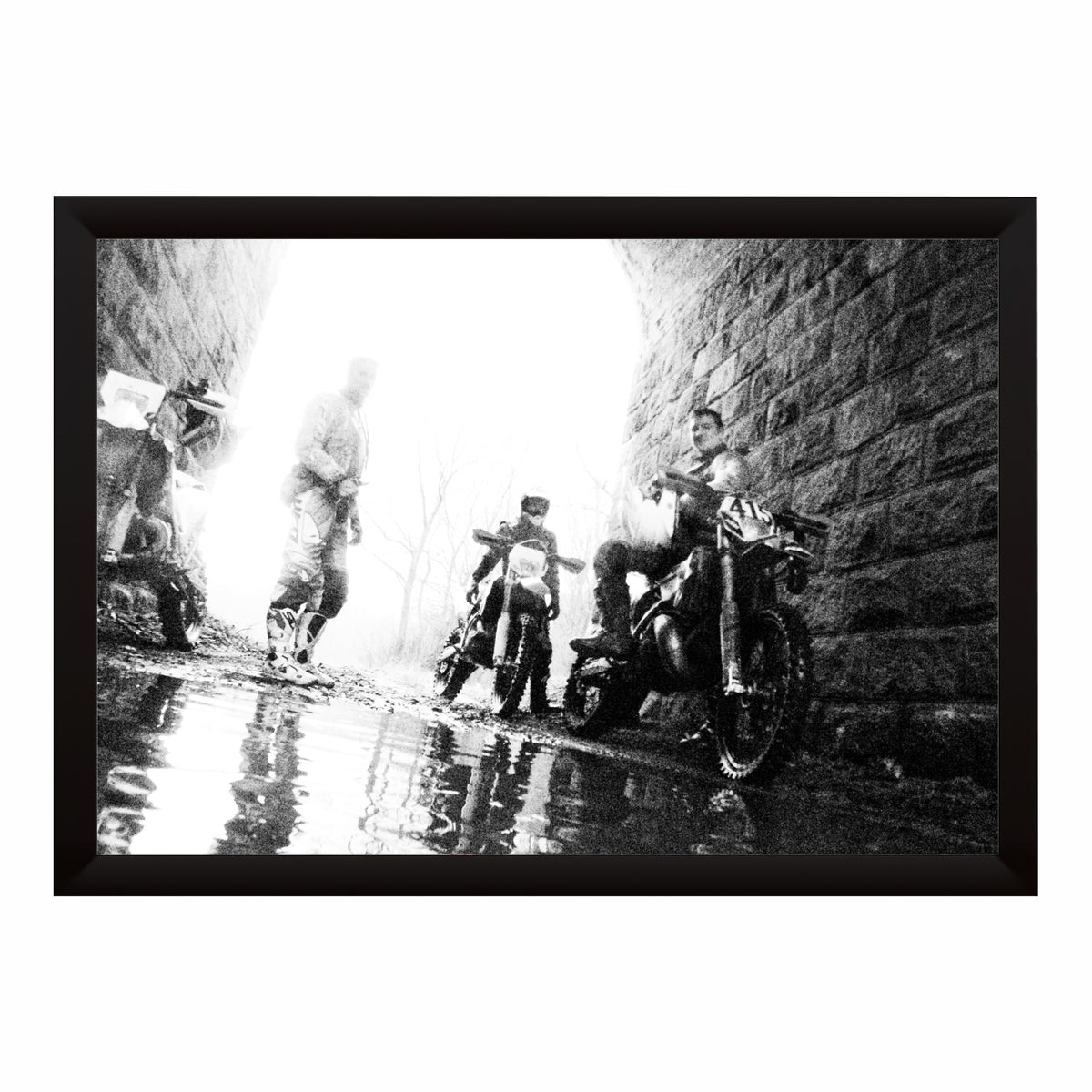Motocross Riders Wall Art | Black & White Motorcycle Photography | Off-Road Adventure Canvas Print | Industrial Sports Wall Decor