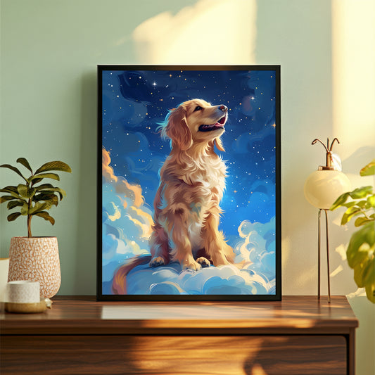Golden Retriever Wall Art | Cute Dog Artwork | Framed Pet Portrait | Dog Lover Wall Decor