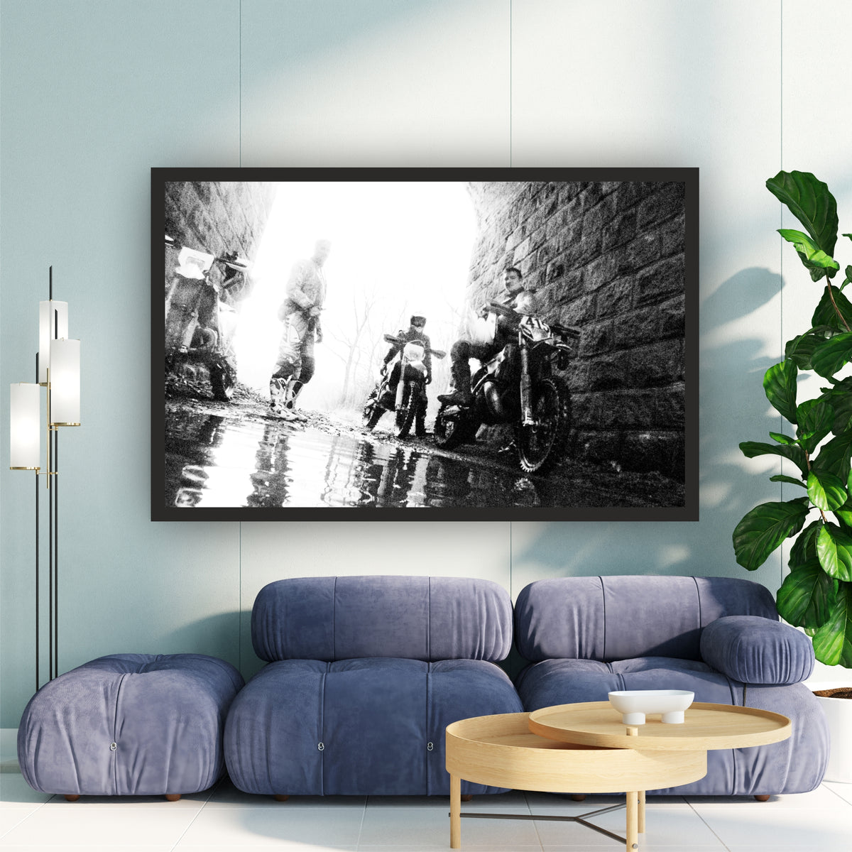 Motocross Riders Wall Art | Black & White Motorcycle Photography | Off-Road Adventure Canvas Print | Industrial Sports Wall Decor