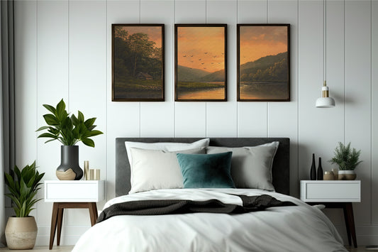 DiGolden Valley Sunset Wall Frame Set – Nature’s Harmony in Warm Hues