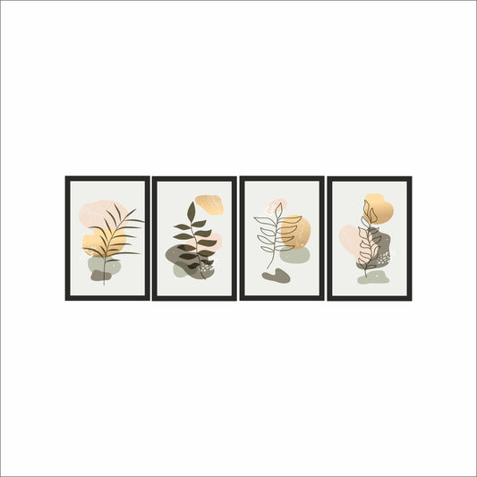 Elegant Nature Essence Wall Frame Set of 4 – Modern Abstract Botanical Art for Home & Office Décor🌿