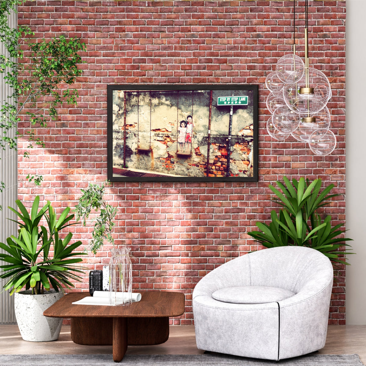 Vintage Children Swing Black & White Wall Art | Street Photography
