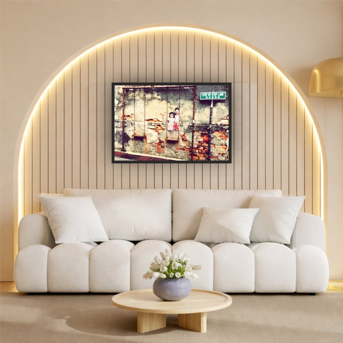 Vintage Children Swing Black & White Wall Art | Street Photography
