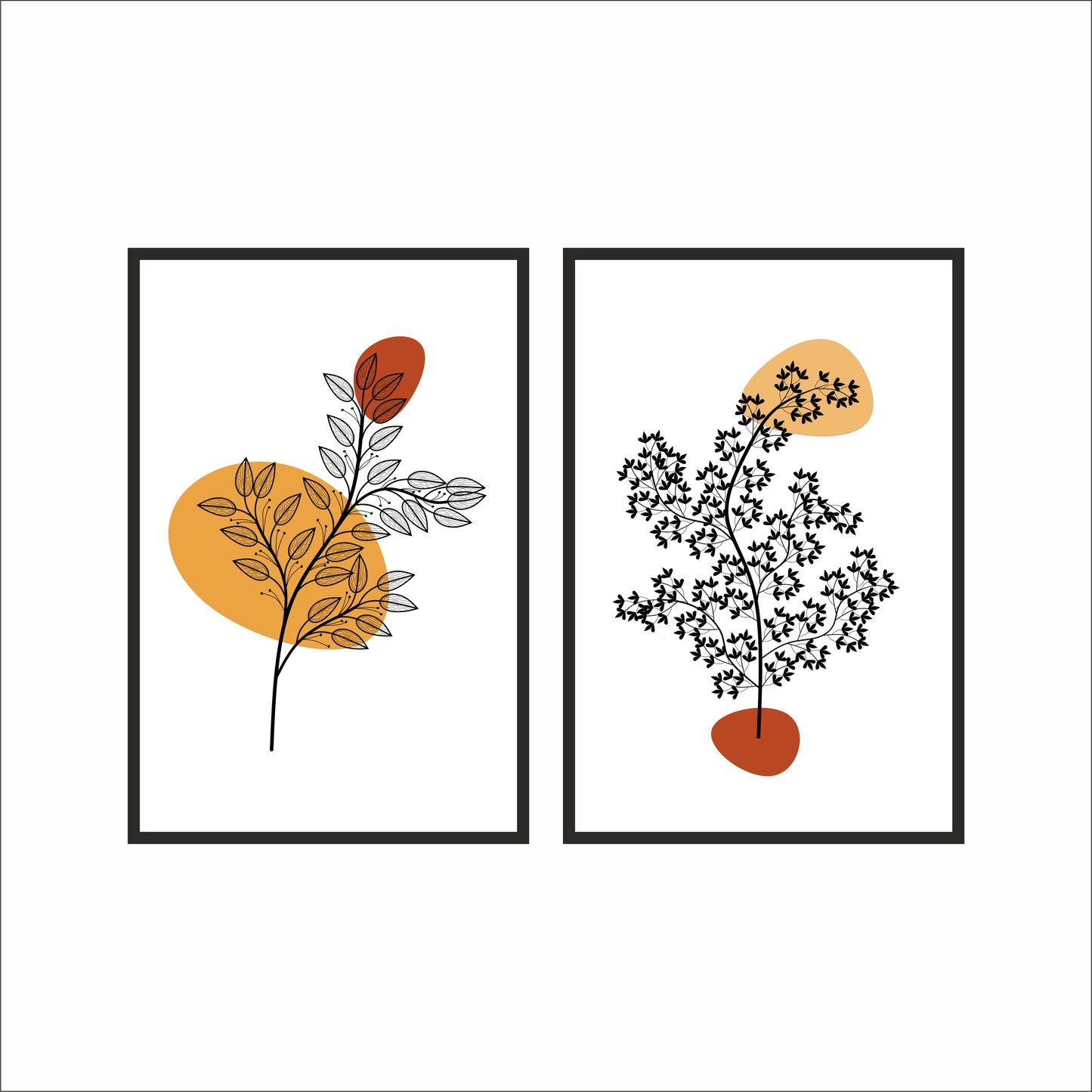 Abstract Leaf Harmony Wall Frame Set – Minimalist Art with Earthy Charm 🌿