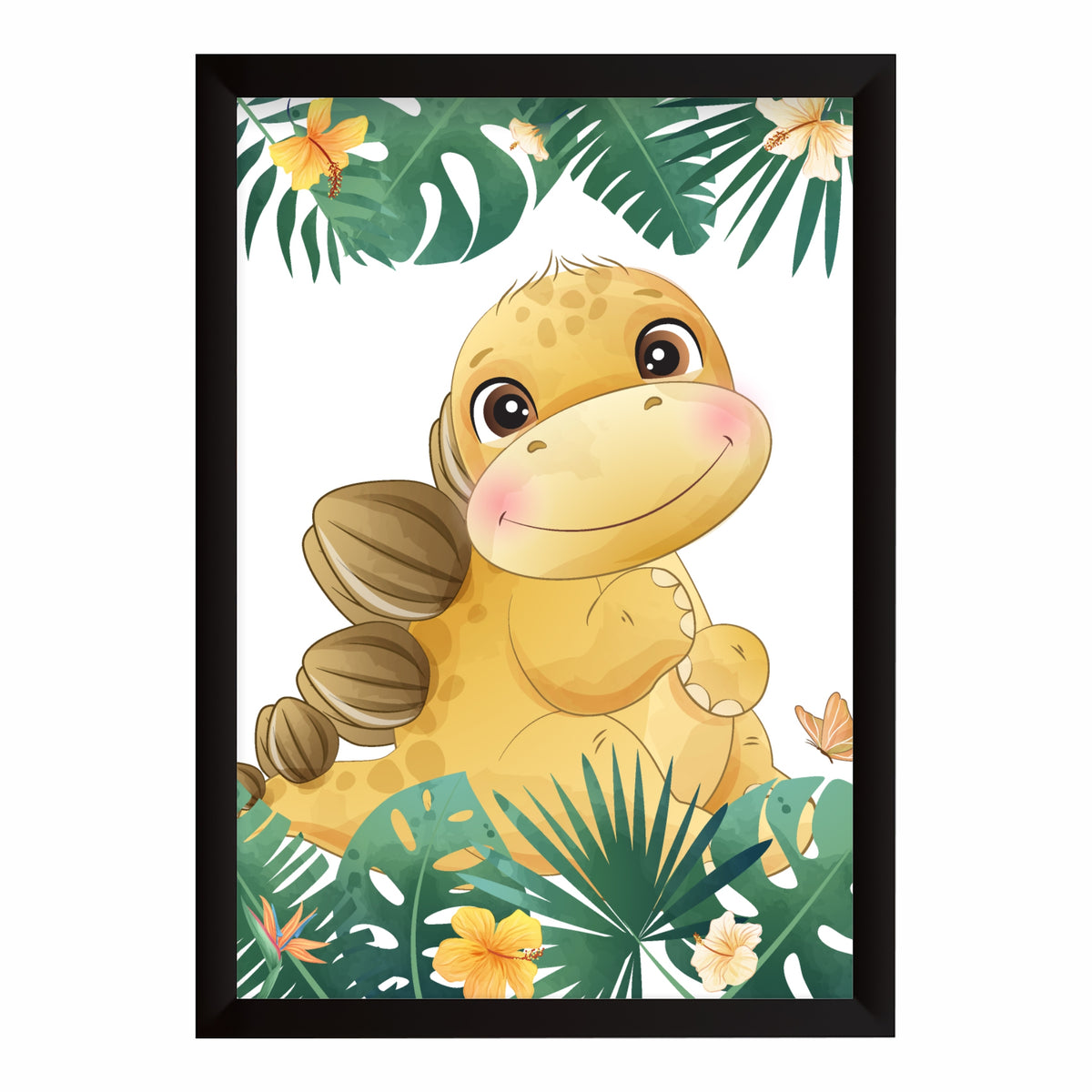Cute Dino Jungle Nursery Wall Art | Tropical Dino Kids Room Poster