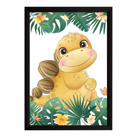 Cute Dino Jungle Nursery Wall Art | Tropical Dino Kids Room Poster