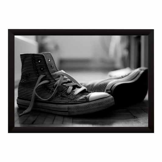 Black & White Sneakers Wall Art | Monochrome Shoes Artwork | Modern Decor