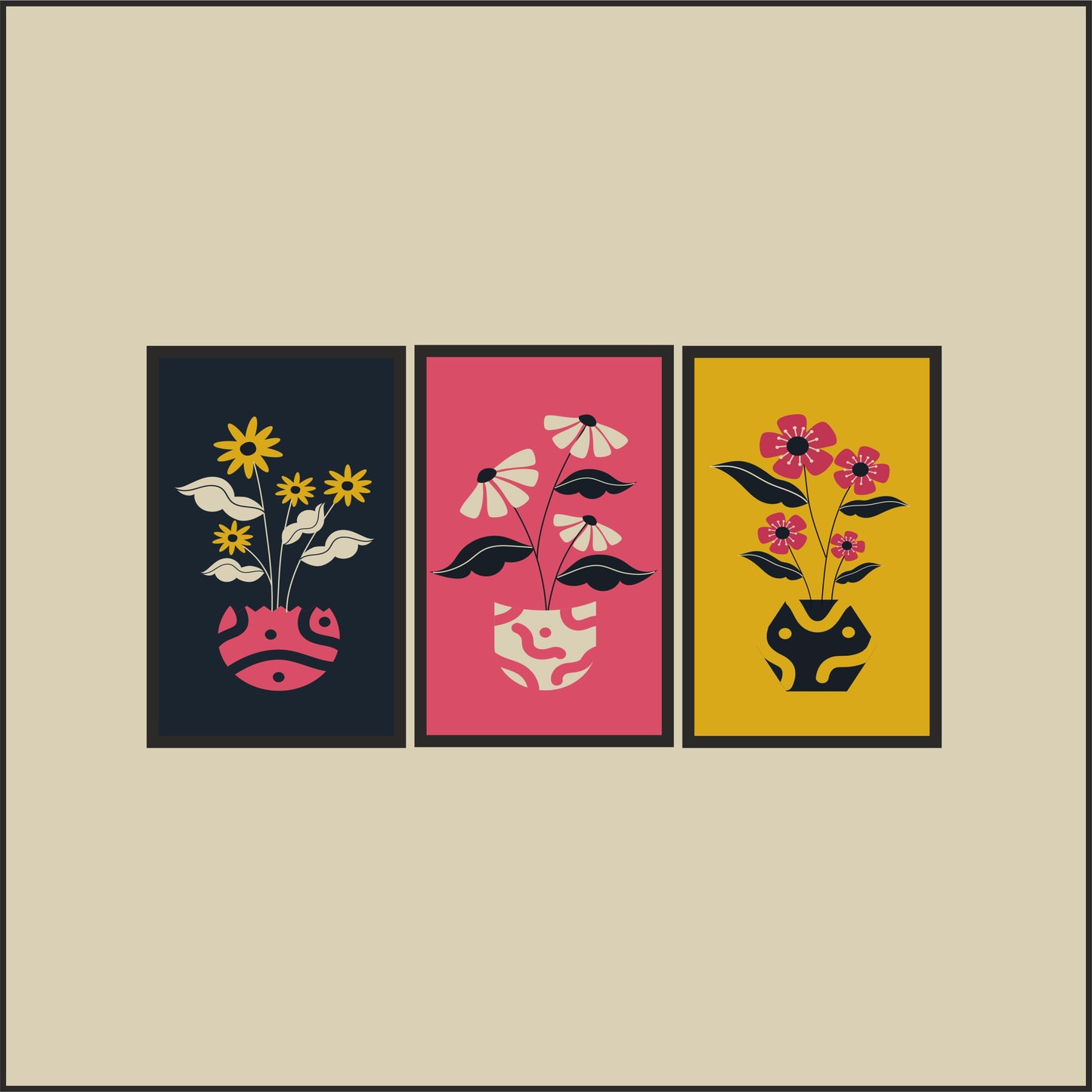 Bloom Essence Wall Frame Set – Vibrant Art for Modern Spaces