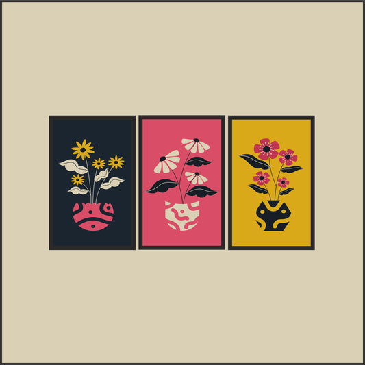 Bloom Essence Wall Frame Set – Vibrant Art for Modern Spaces