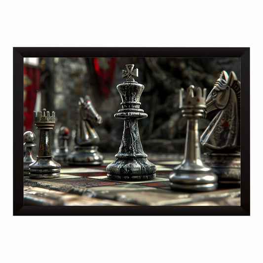 Chess Wall Art | Framed Chess Board & King Artwork | Strategy & Mindset Sports Décor