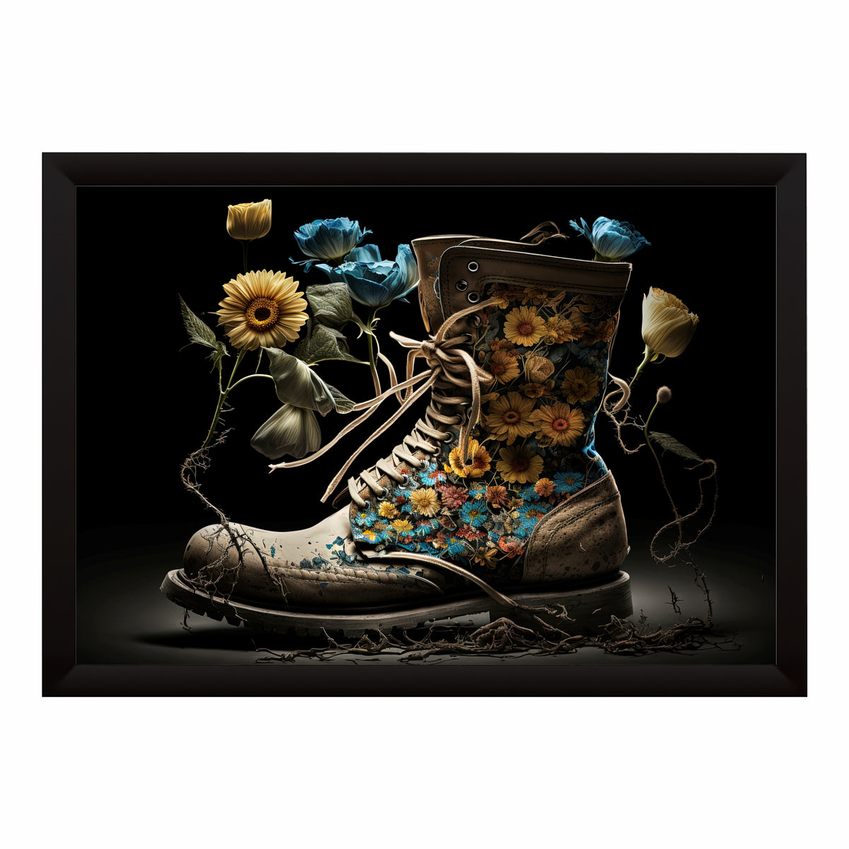 Floral Sneakers Wall Art | Flower Shoes Artwork | Artistic Fashion Decor