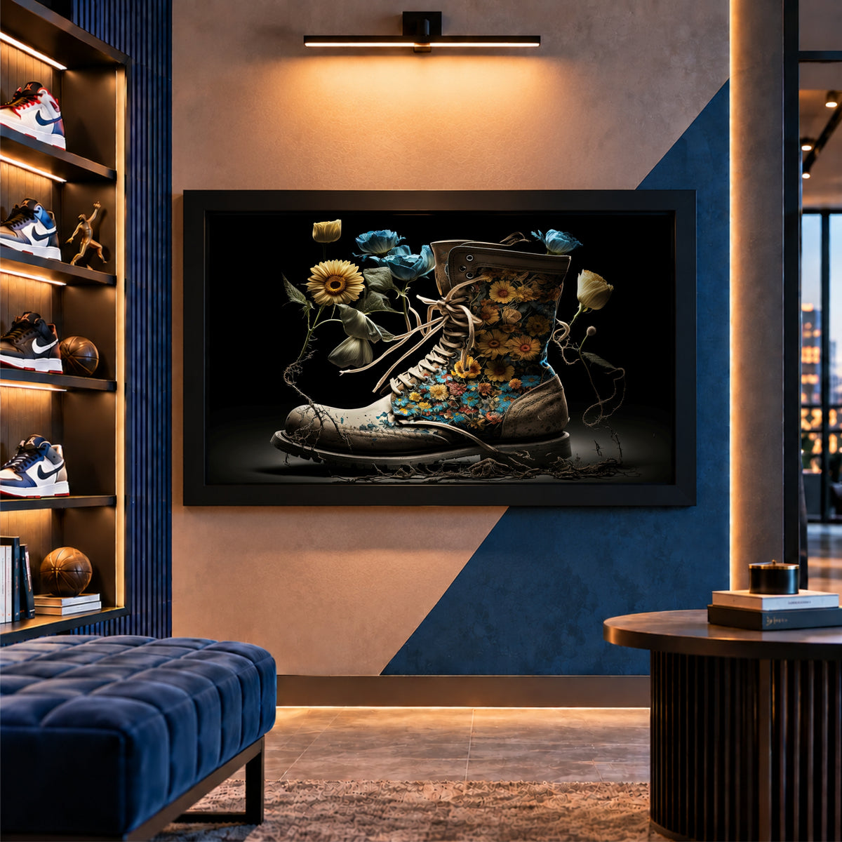 Floral Sneakers Wall Art | Flower Shoes Artwork | Artistic Fashion Decor