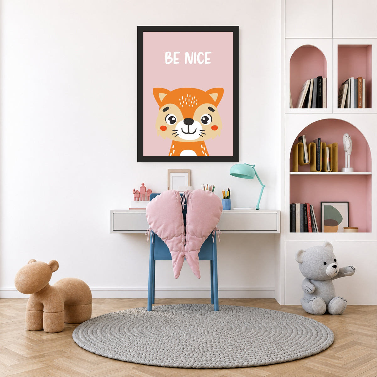 Be Nice Fox Nursery Wall Art | Cute Animal Kids Room Poster