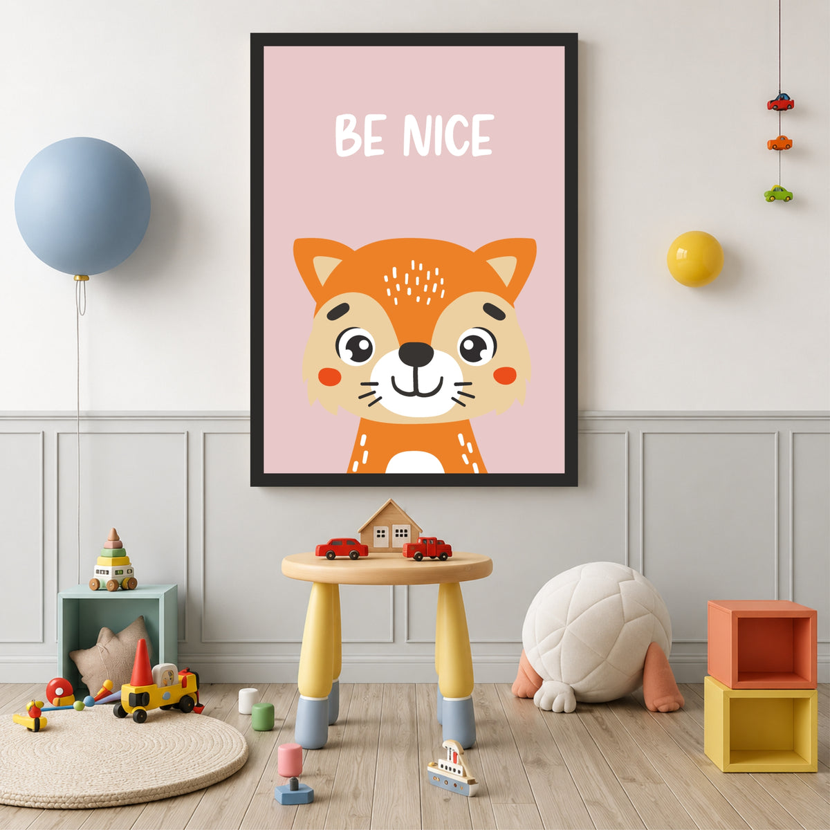 Be Nice Fox Nursery Wall Art | Cute Animal Kids Room Poster