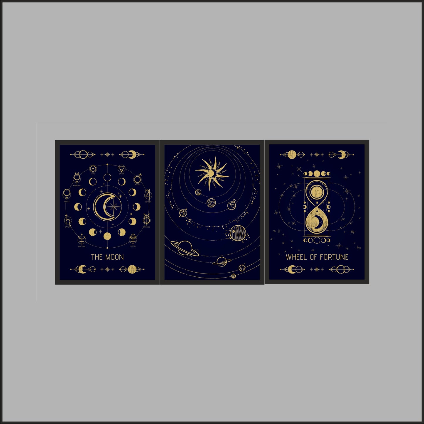 Midnight Cosmos Wall Frame Set – Luxury Celestial Art for Modern Interiors