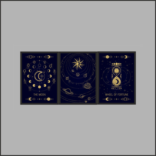 Midnight Cosmos Wall Frame Set – Luxury Celestial Art for Modern Interiors