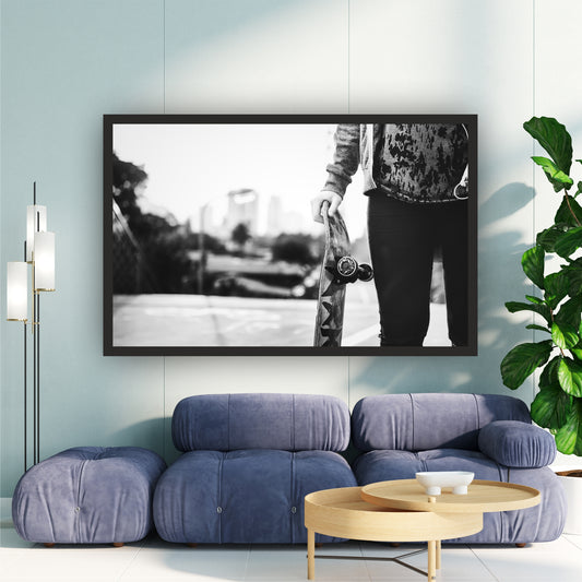 Skateboard Lifestyle Black & White Wall Art | Urban Photography
