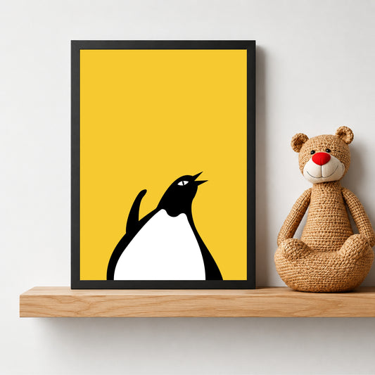 Minimalist Penguin Wall Art | Cute Black & White Penguin Kids Room Poster | Animal Nursery Decor