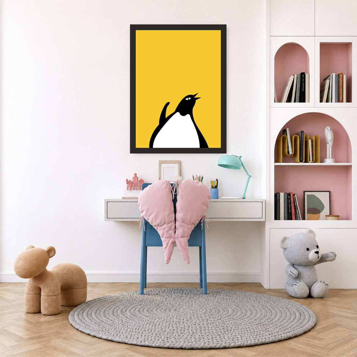 Minimalist Penguin Wall Art | Cute Black & White Penguin Kids Room Poster | Animal Nursery Decor
