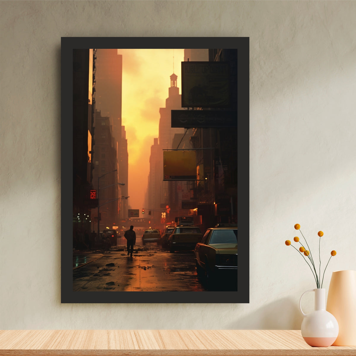 New York City Street Wall Art | Golden Hour Urban Photography | Framed Wall Decor