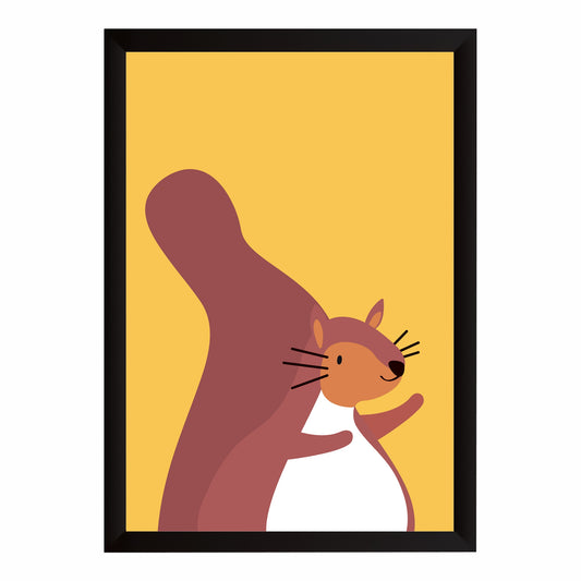 Cute Squirrel Wall Art | Minimalist Cartoon Animal Poster | Kids Room & Nursery Decor