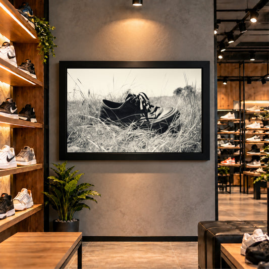 Black Shoe Wall Art | Vintage Footwear Artwork | Monochrome Decor