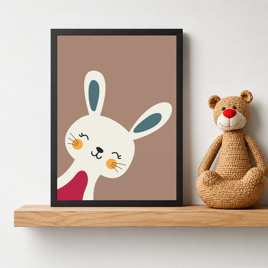 Cute Bunny Wall Art | Minimalist Rabbit Poster | Kids Room & Nursery Decor