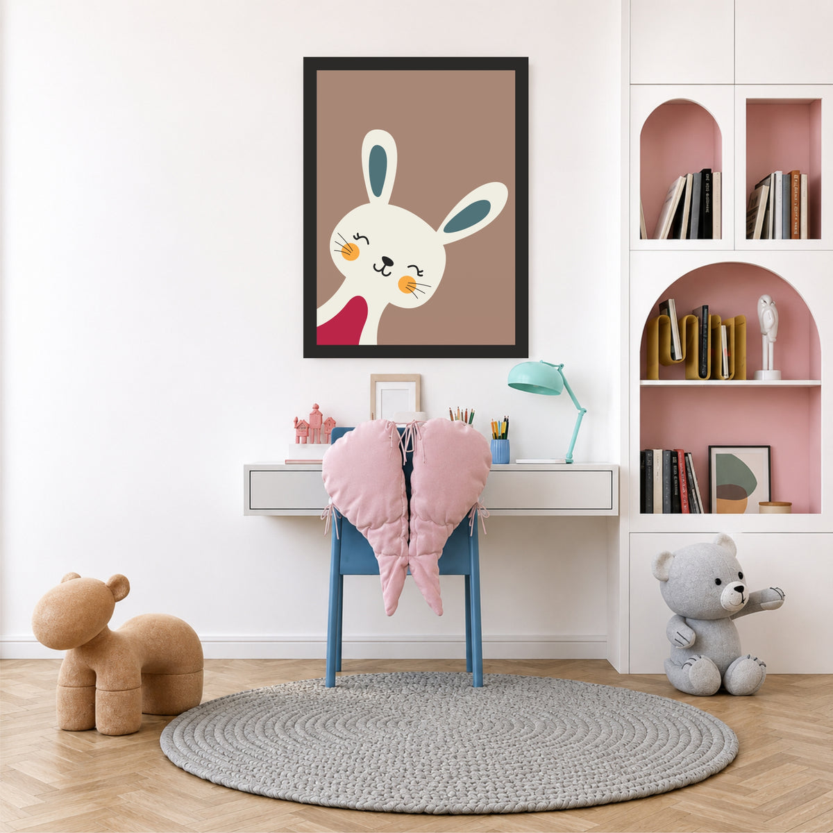 Cute Bunny Wall Art | Minimalist Rabbit Poster | Kids Room & Nursery Decor