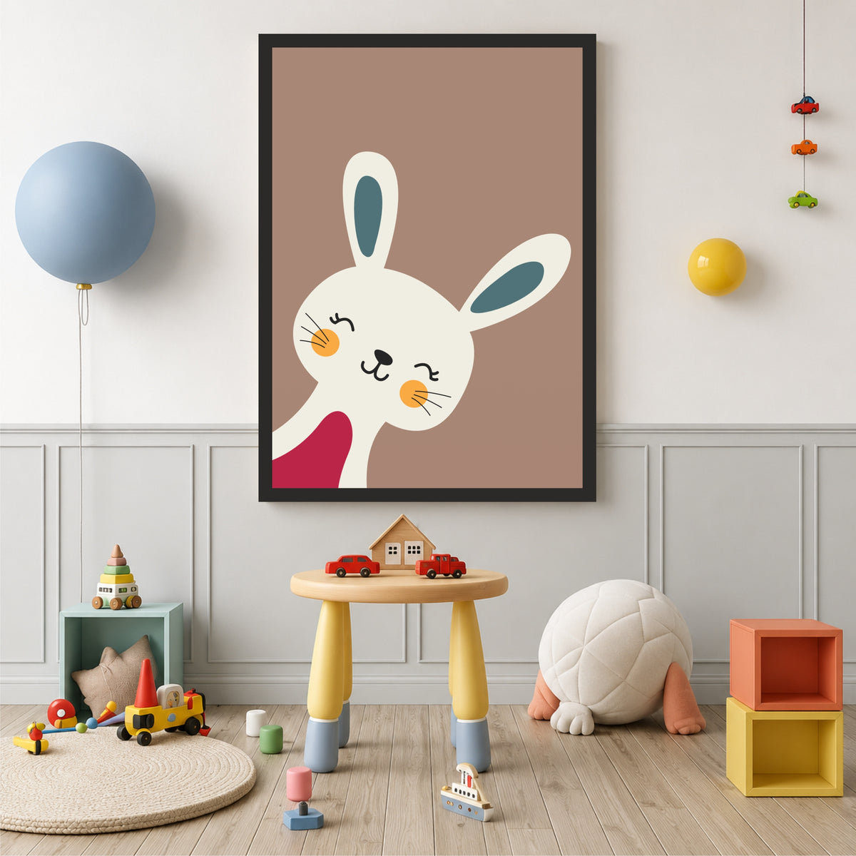 Cute Bunny Wall Art | Minimalist Rabbit Poster | Kids Room & Nursery Decor