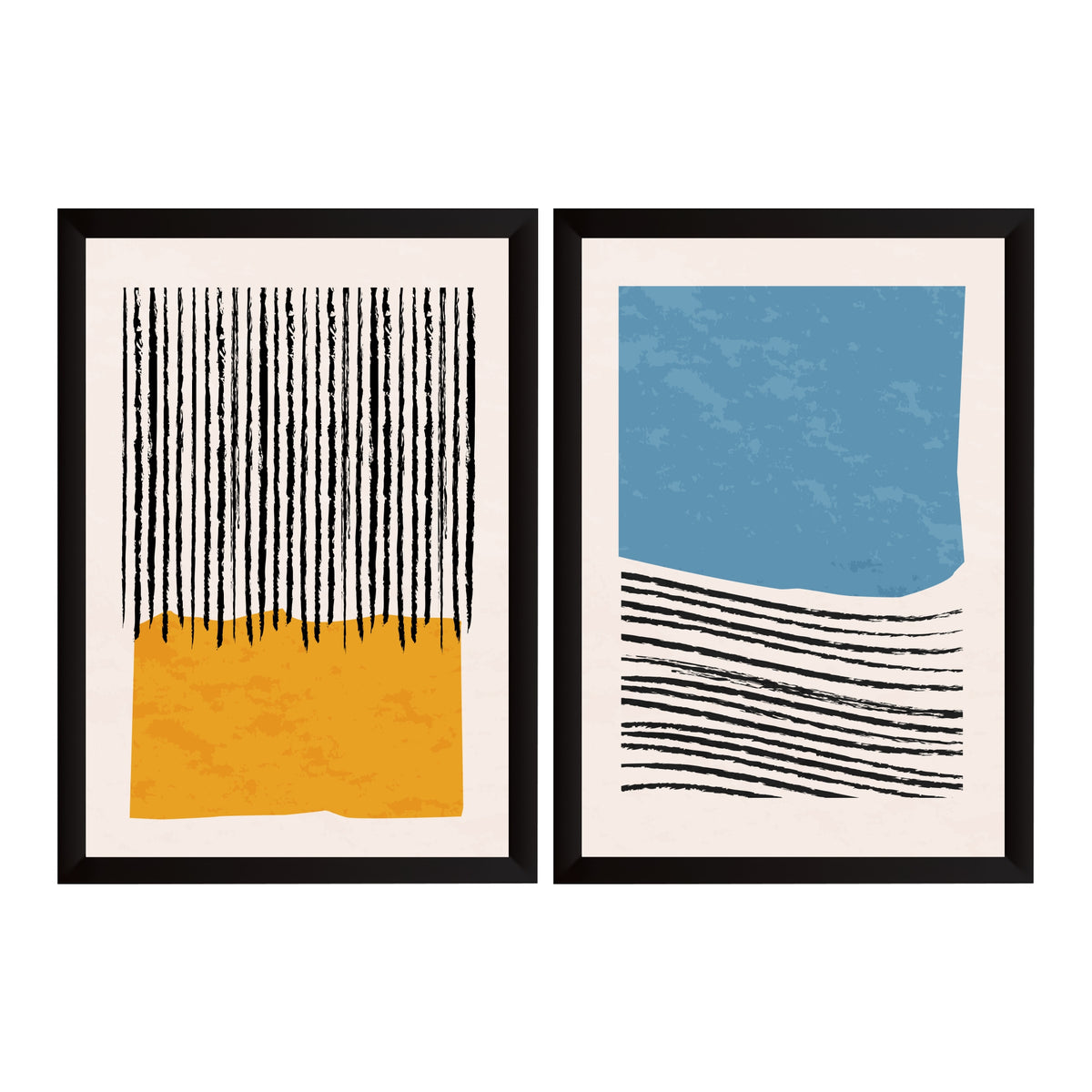 Modern Abstract Wall Art Set of 2 | Minimalist Geometric Prints