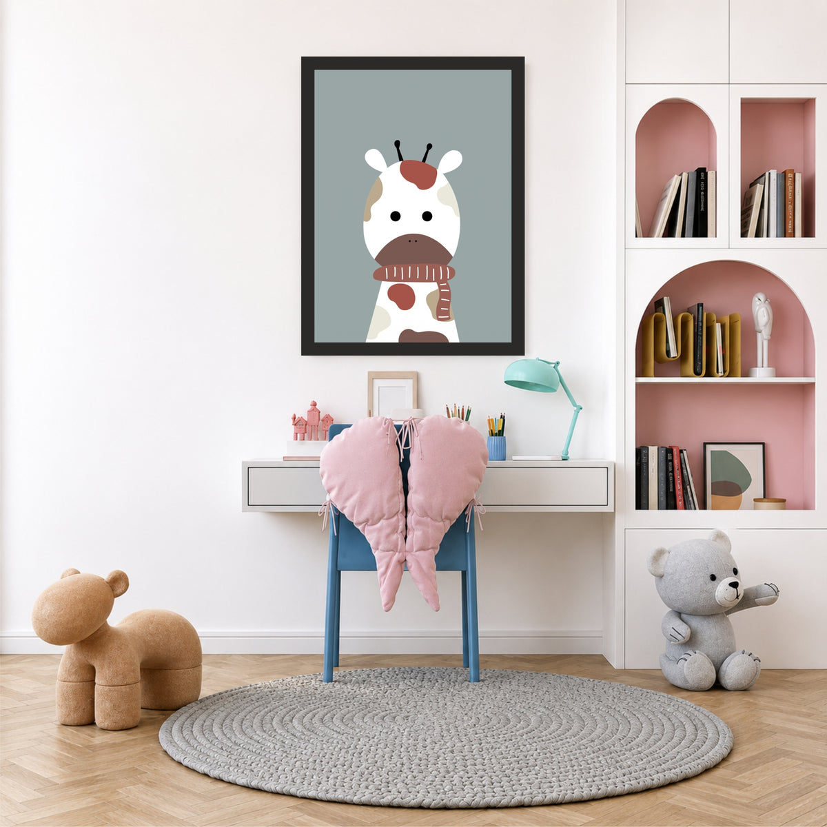 Cute Giraffe Wall Art | Minimalist Baby Giraffe Poster | Kids Room & Nursery Decor